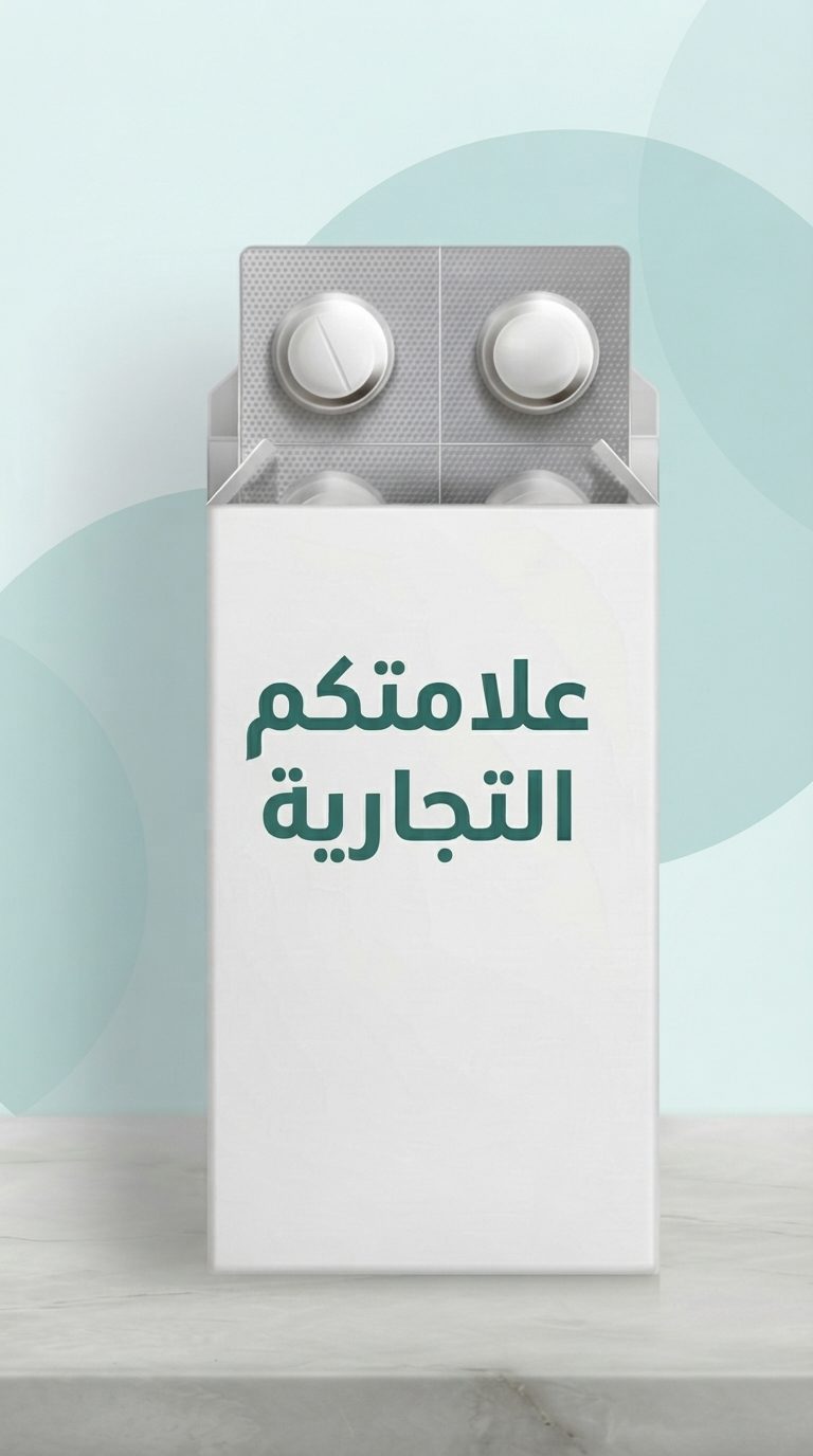 بليستر من الأقراص المستديرة في علبة كرتونية مطبوع عليها «علامتكم التجارية»
