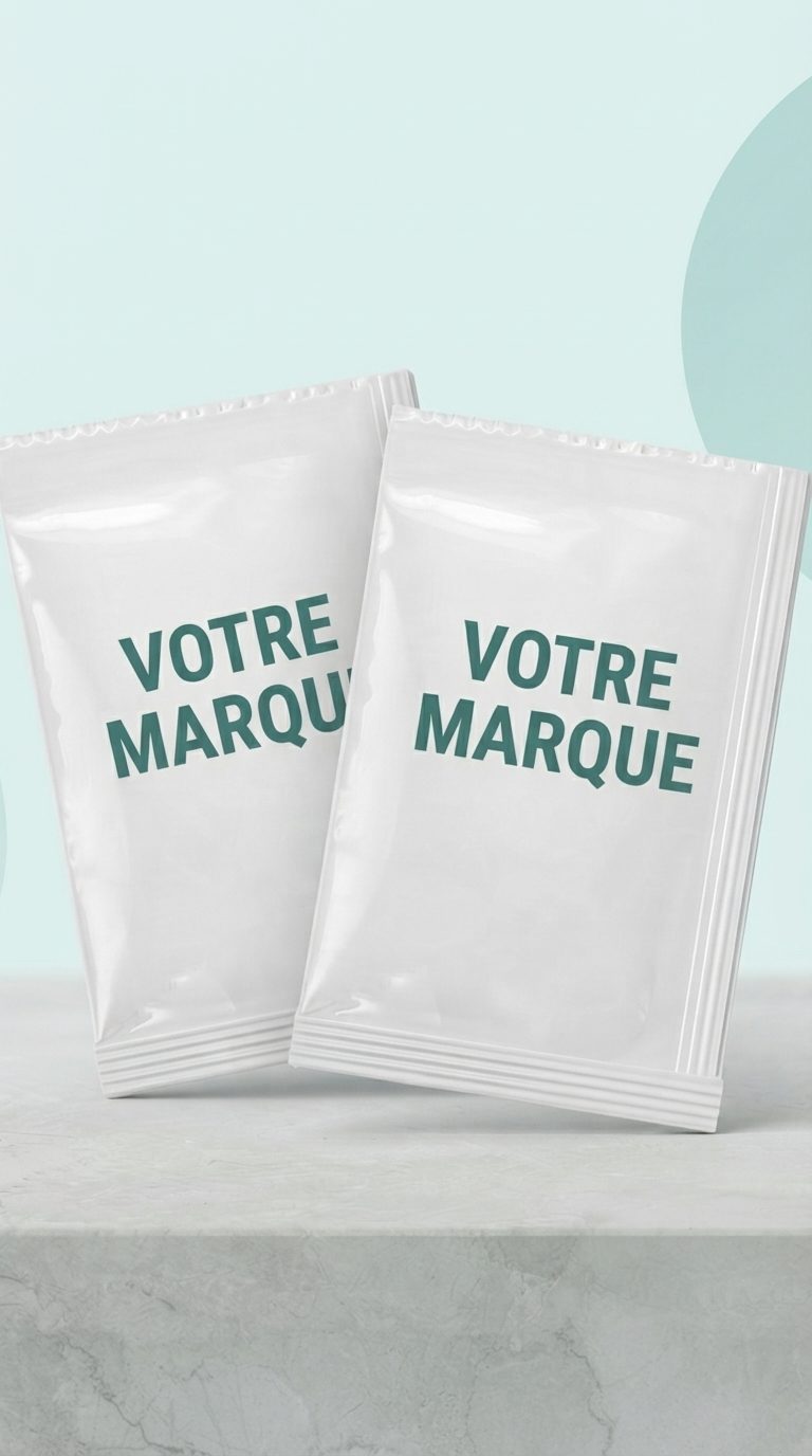 Deux sachets portant la mention VOTRE MARQUE